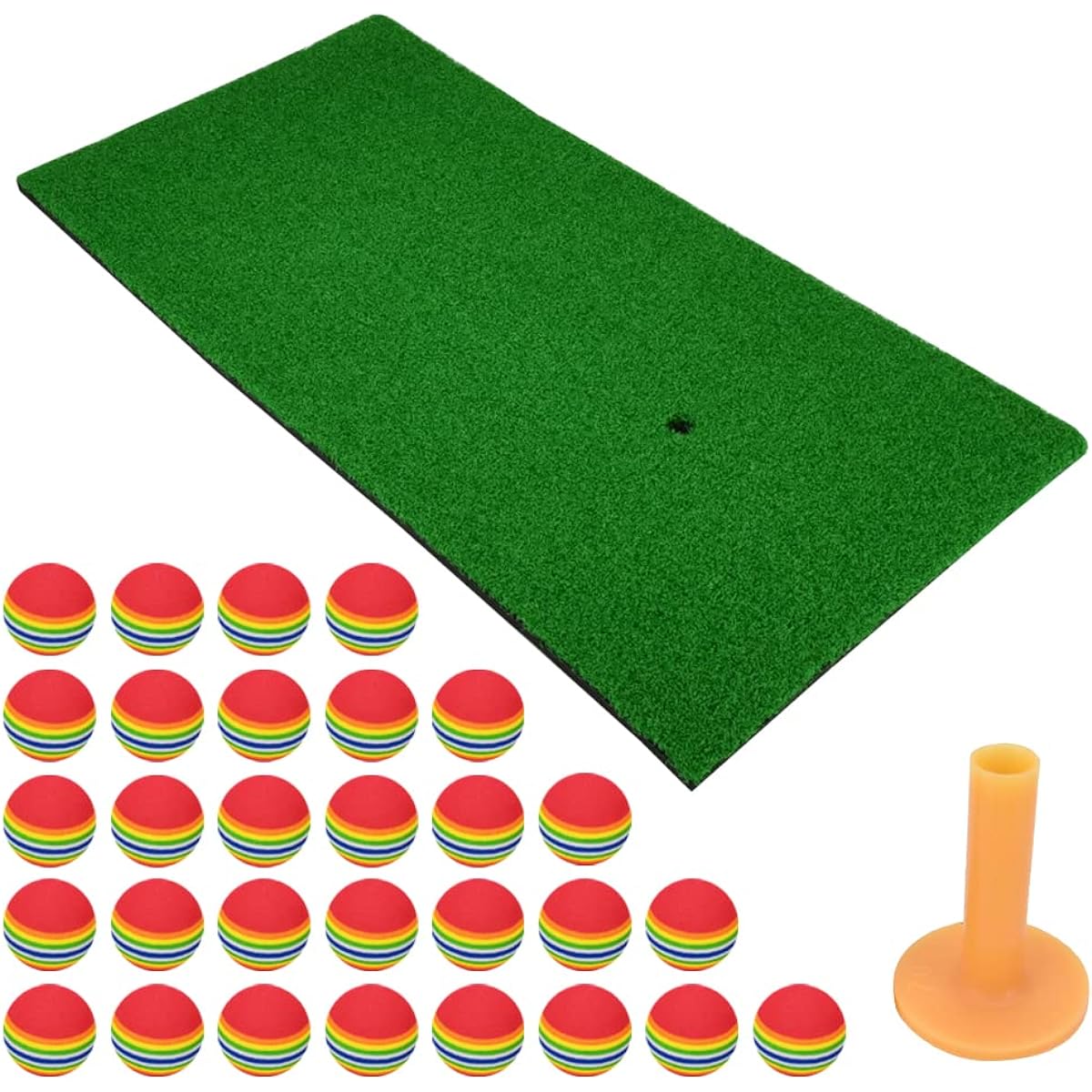 AINetJP Premium Golf Practice Mat with Tee Ball, Tee Shot, Iron Shot, Indoor, Lightweight