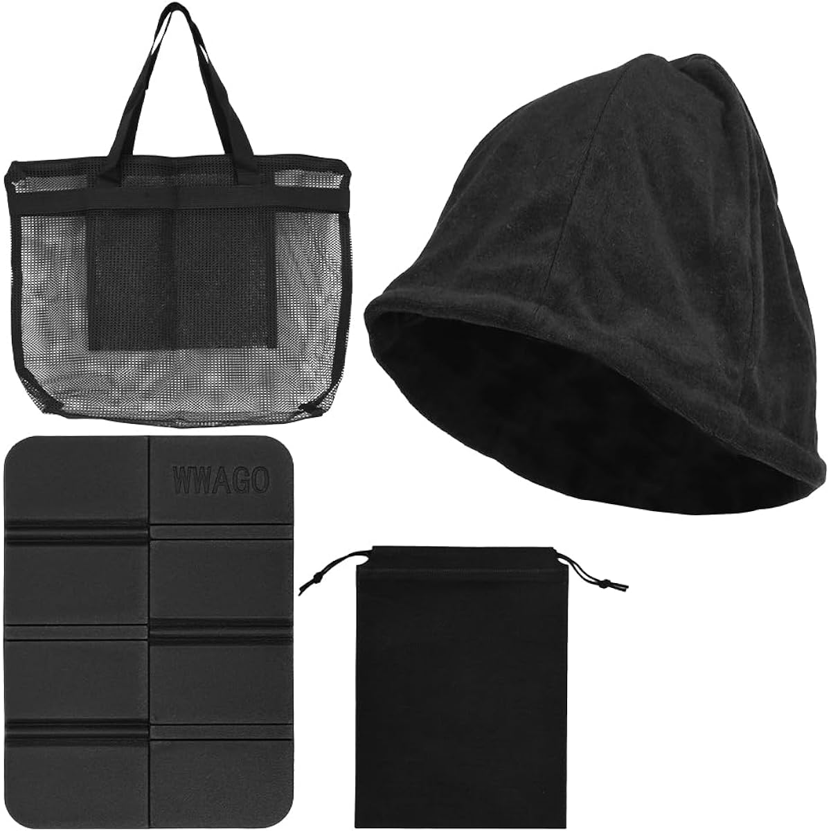Sauna 3 Piece Set, Sauna Hat, Mat, Handbag, Towel Fabric, Hot Flash Prevention, Scalp Protection, Unisex, Sakai