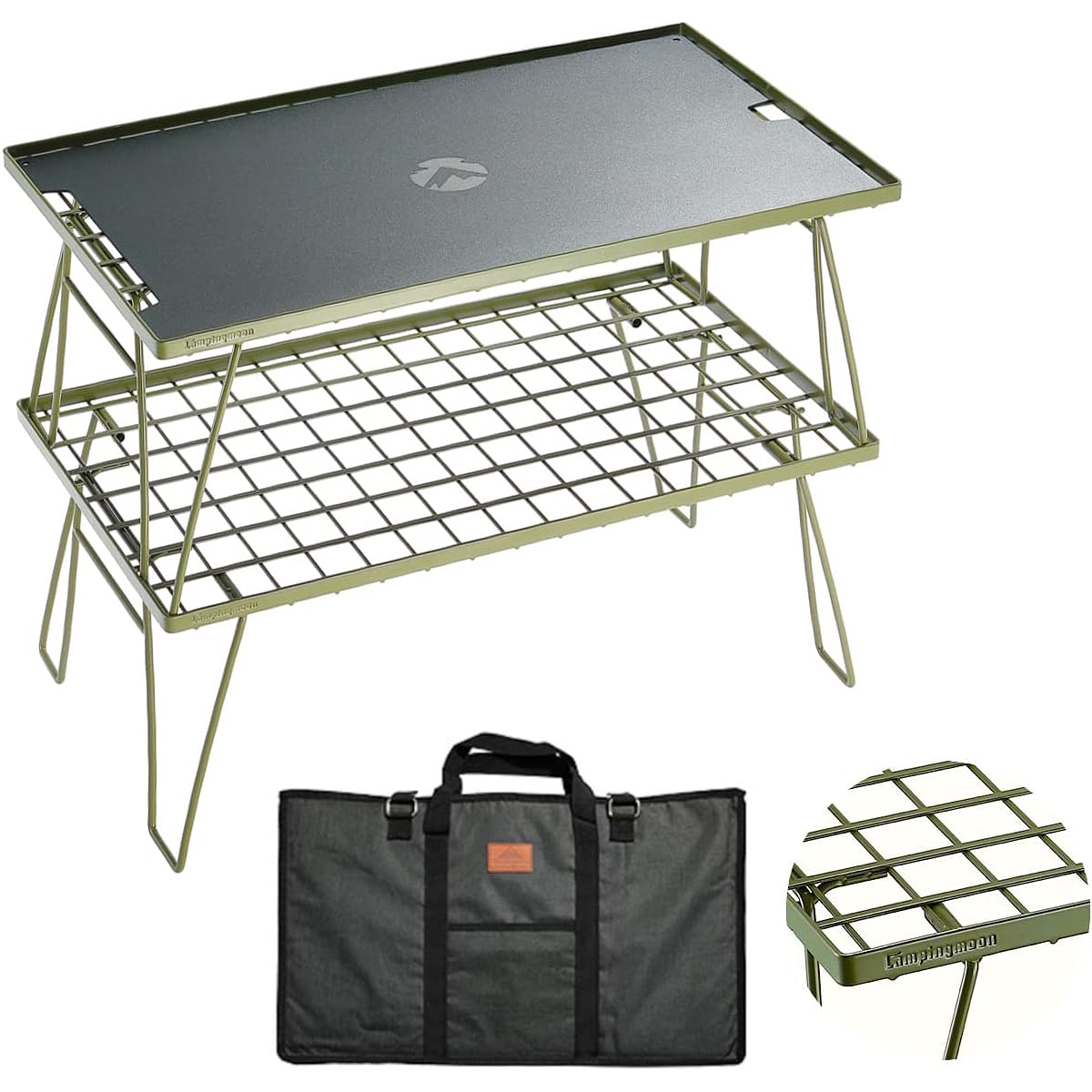 Camping Moon (CAMPING MOON) KAHKI Field Rack Khaki Color Ground Rack Folding Rack Steel Storage Bag Included Main Unit T-233 2 Pieces/Aluminum Top Plate Set T-233-2TM