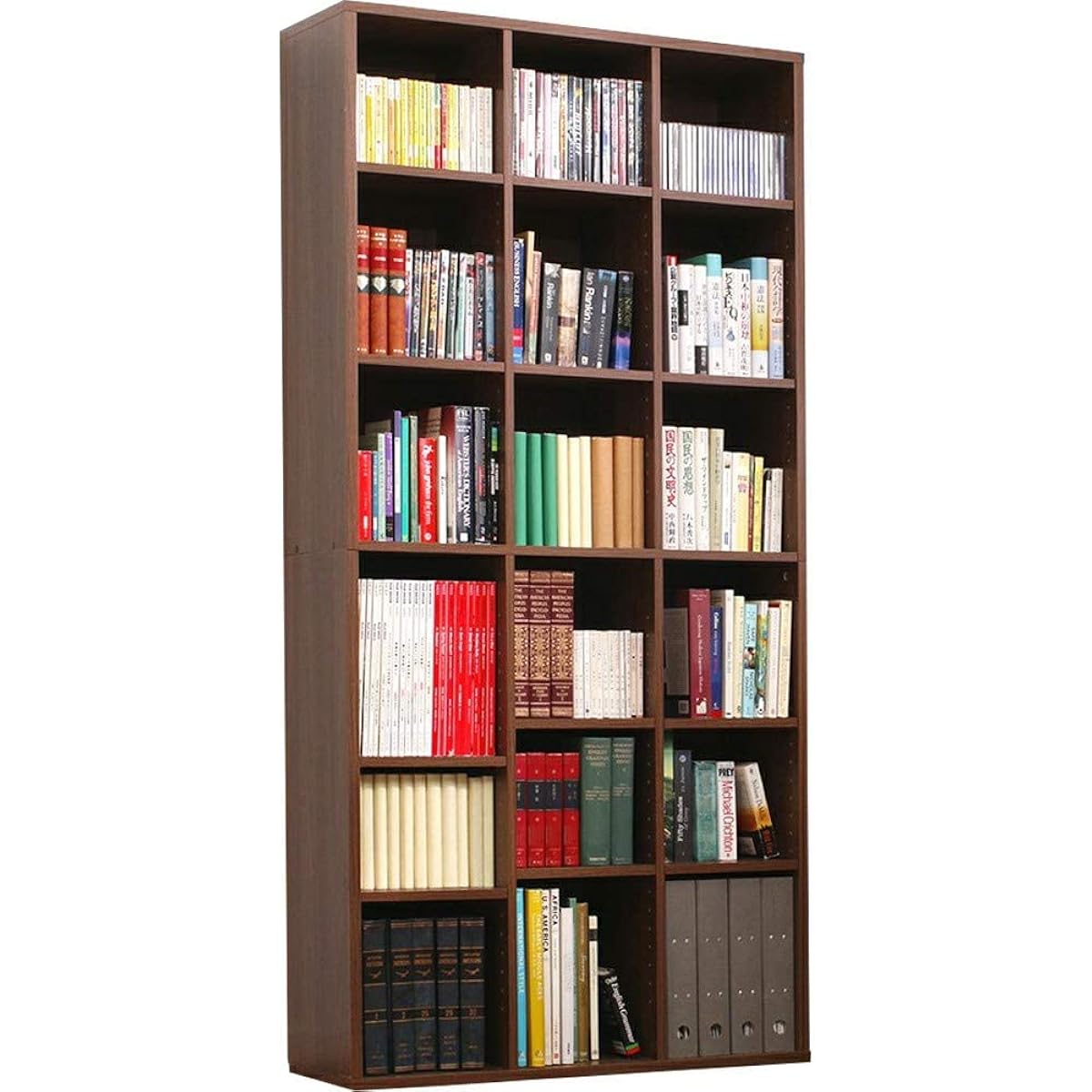 Iris Ohyama Magazine Rack 1) Walnut Brown 3 Row Type BKS-1890