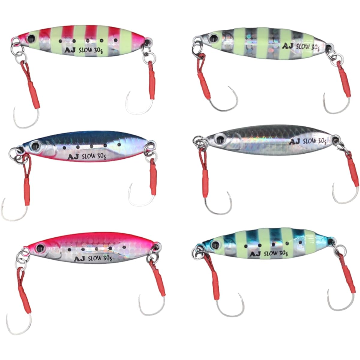 KAJIKI Metal Jig Amanda Jig SLOW 30g/40g 6 Color Set Multilayer Coating Asymmetrical Shore Jigging Shore Slow Long Throw Blue Fish Hairtail Spanish Mackerel Sea Bass Flounder Maggochi Center Balance Sea Fishing Lure