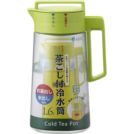 Asbel 24 pieces Green 15.5 x 10.2 x 25.5 [Case sold] Cold water bottle with tea strainer 1.6L Set of 24