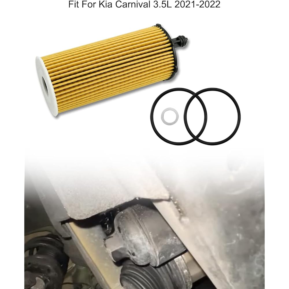 4 Pack 26320-3N000 Oil Filter KIA Carnival 3.5L Engine 2021 2022 with O-ring and Drain plug gasket