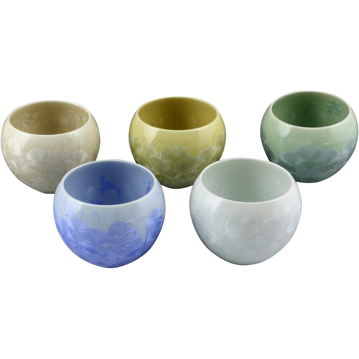 Kyoto ware, Kiyomizu ware, pottery kiln, tea bowl, set, flower crystal KTA158