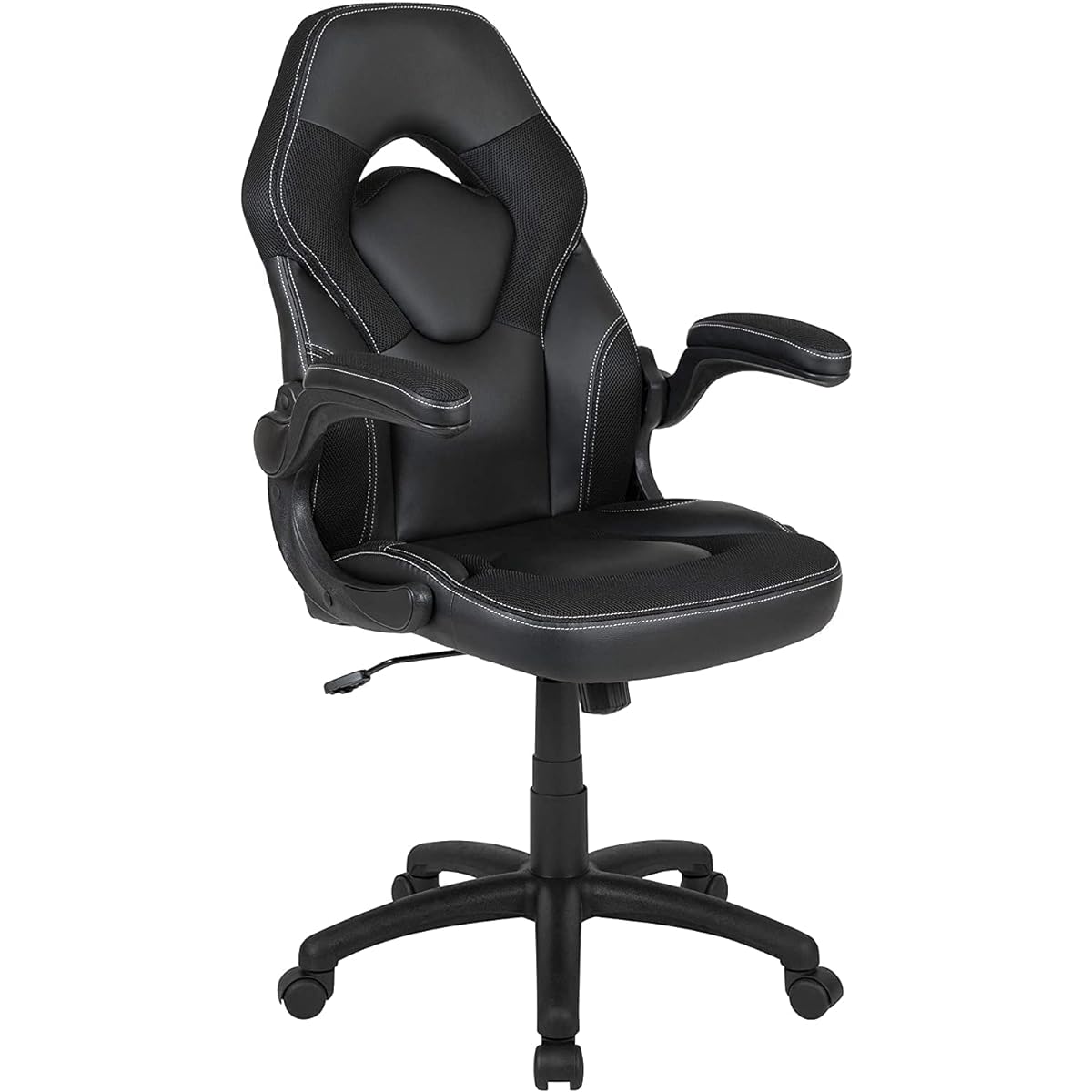 Flash Furniture Gaming Chair Black Computer/Office Racing Seat Soft Leather Adjustable Ergonomic Rotating Flip-up Arm 67D x 63W x 107Hcm [Regular Japanese Import Product] CH-00095-BK-GG
