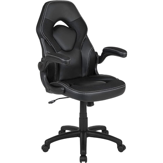 Flash Furniture Gaming Chair Black Computer/Office Racing Seat Soft Leather Adjustable Ergonomic Rotating Flip-up Arm 67D x 63W x 107Hcm [Regular Japanese Import Product] CH-00095-BK-GG