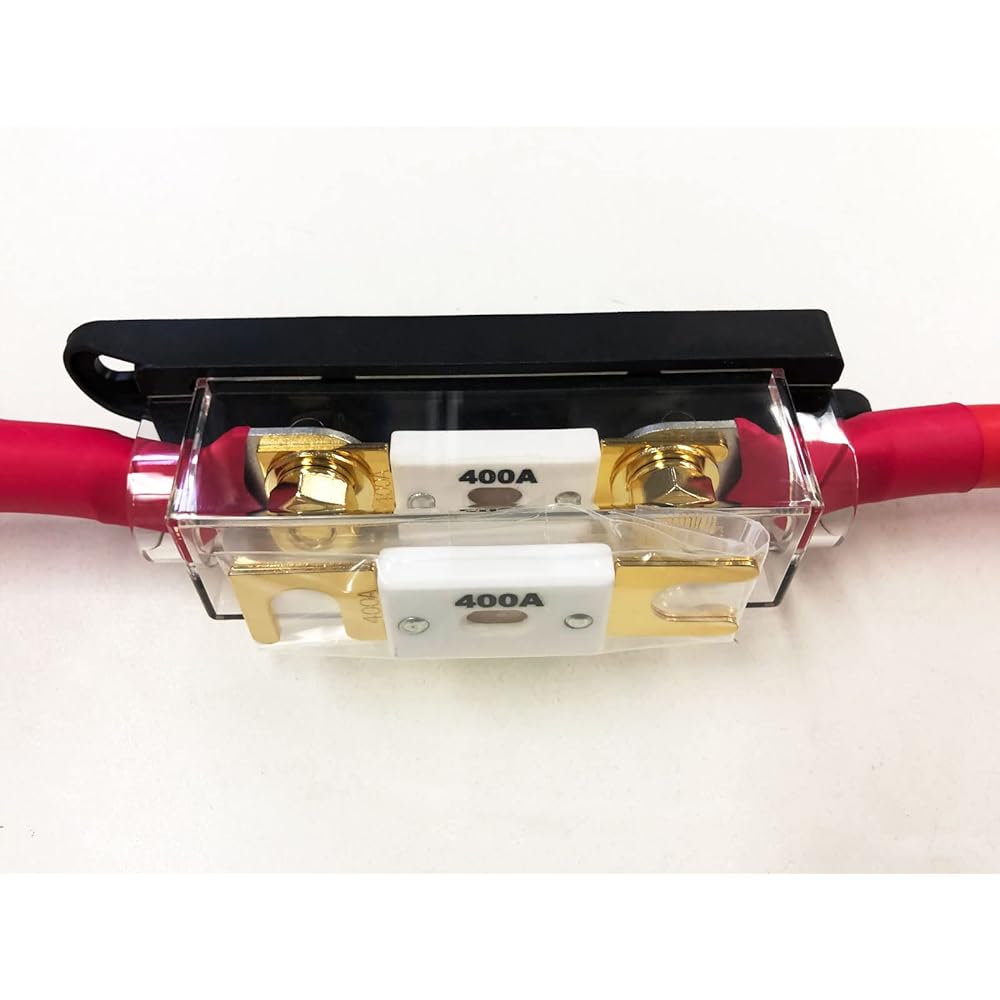 ONE GAIN KIV wire cable set with fuse, for inverter protection, red and black, 1m each *Length of battery side connection terminal from fuse holder is 80cm Compatible with SP2000-112, terminal crimped sp2012kiv-batt-80