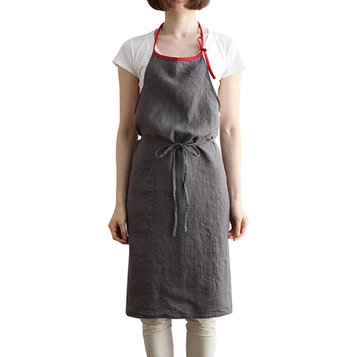 Lino e Lina Full Apron Mira Poivre Red A204 Apron Cute Simple Natural Apron Linen
