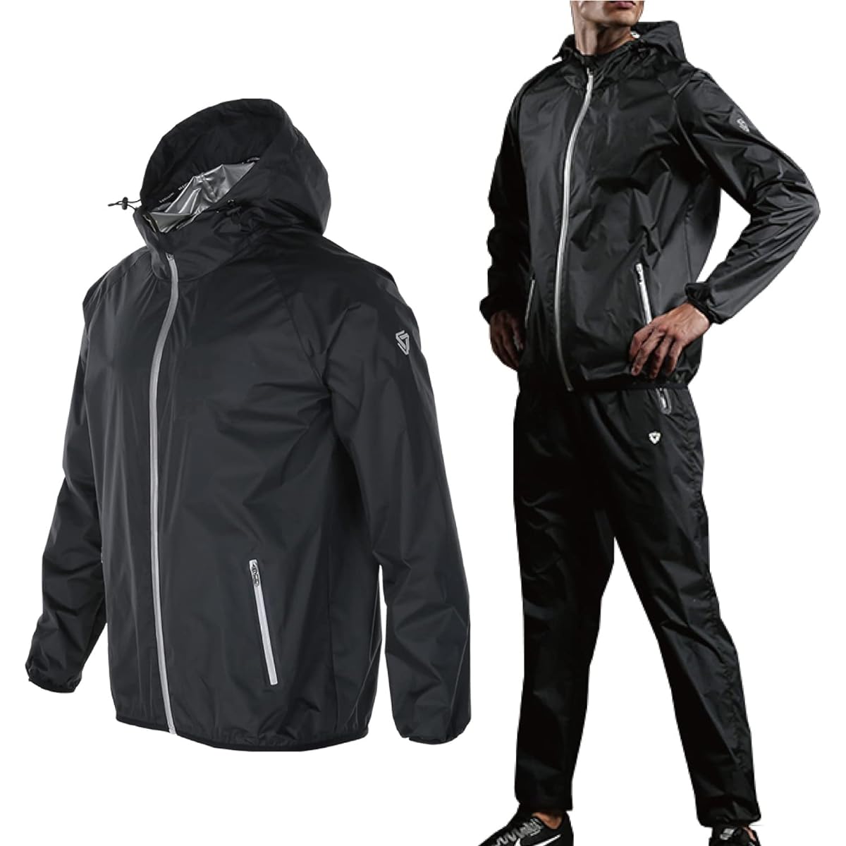 [Popularly used by Japanese national team players] Sauna suit training wear, heavy sweating, hooded TRAN running, jogging, walking, dieting, men's, women's, unisex, top and bottom set