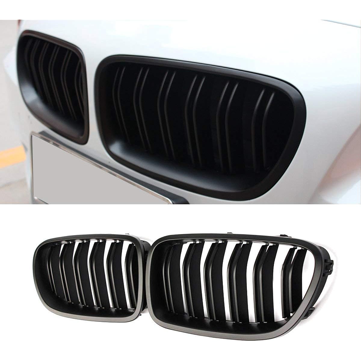 BMW F10 Grille 5 Series F10 F11 F18 Gloss Black Front Grille Kidney Grille for 2010-2017 (Matte Black)