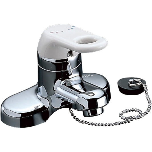 LIXIL INAX RLF-402 Single Lever Mixing Faucet with Stand for Washroom, Rubber Stopper Type, Spout Length 95mm