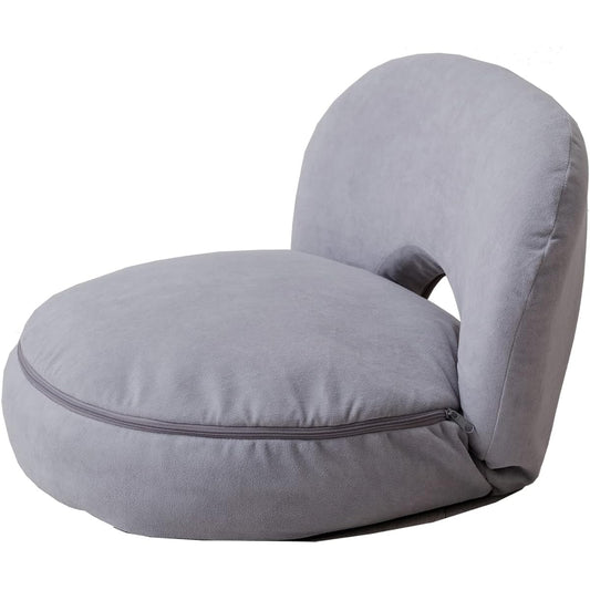 Doshisha Compact seat chair with swaying balance disc, air cushion, with air pump, no butt pain, pelvic correction, backrest, 14-position reclining, small, cute, stylish, velor-like fabric, trunk posture correction, gray EYIB-GY