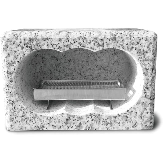 [For graves] Incense burner made of high-grade white granite, set with stainless steel incense stick plate [No construction required] Easy to install just by placing it Size: Approx. Width 24cm x Depth 12cm x Height 15cm