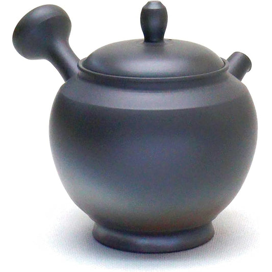 Yamakiikai Fire Kiln Elevated Pot Shape Plain Teapot KZ07 Black 120ml