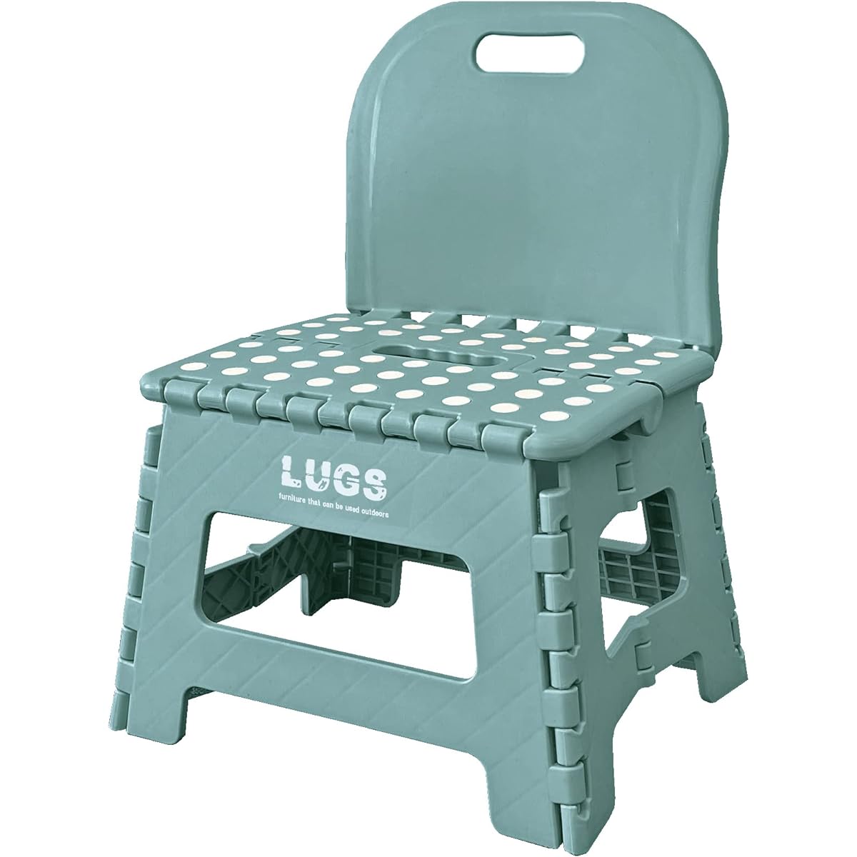 iLC LUGS Compact chair with backrest for outdoor/picnic/flower viewing/BBQ/children turquoise blue W32 x D25 x H42.5cm (when used) W32 x D6.5 x H42.5cm (when folded)