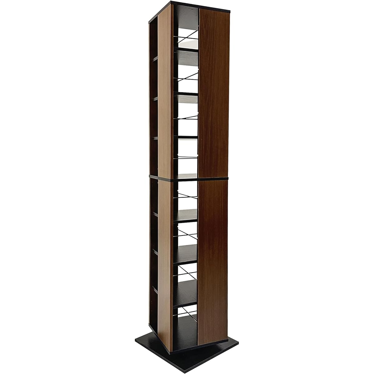 Yumcute Rotating Bookshelf, 8 Tiers, Slim, Large Capacity, Rotating Comic Rack, Space Saving, Rotating Bookshelf, Stylish, CD DVD, Manga, Comic Storage Rack, Wooden, Width 39 x Depth 39 x Height 181 cm