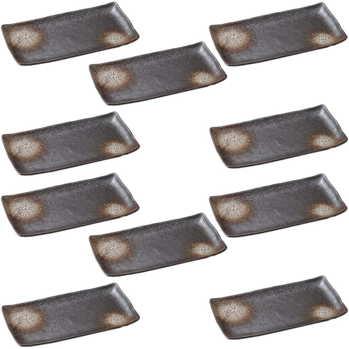 Set of 10 long square platters, black crystal hockey plates [34 x 17.7 x 2.5cm] [Restaurant, inn, Japanese tableware, restaurant, commercial use, tableware]
