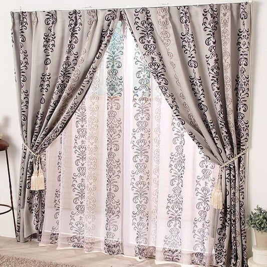 BELLUNA Disney Mickey Curtains, Set of 4, Light Blocking, Class 3, Patterned Curtains, Gorgeous Lace Curtains, For Bedroom, Living Room, Washable, Stylish, Characters, Thick Curtains, 2 Lace Curtains,