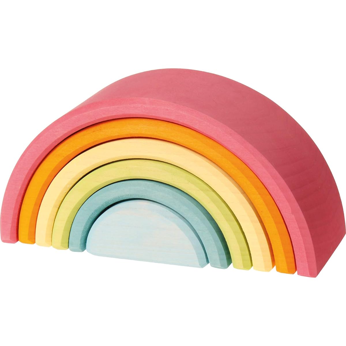 GRIMM'S Toy Educational Toy Building Blocks Interior Figure Play Rainbow Height 9 x Width 17 x Depth 6.5cm Rainbow Colored Tunnel Pastel Large