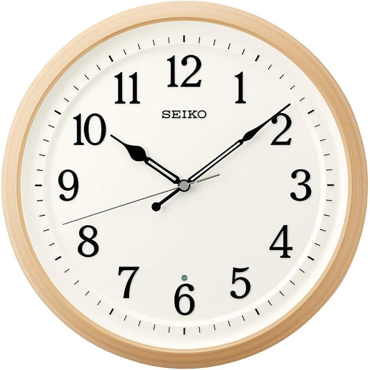 Seiko Clock Wall Clock Radio Analog UD Font Light Brown Wood Grain Pattern Diameter 31.7 x 4.6cm KX255B