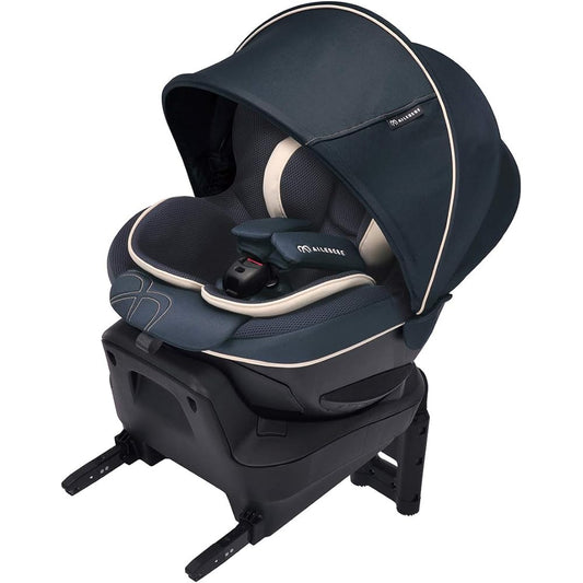 Alebebe Child Seat ISOFIX Fixed Rotating Type Klut 5i Glance Gran Navy with Jumping Harness BF920 that can be used from newborns