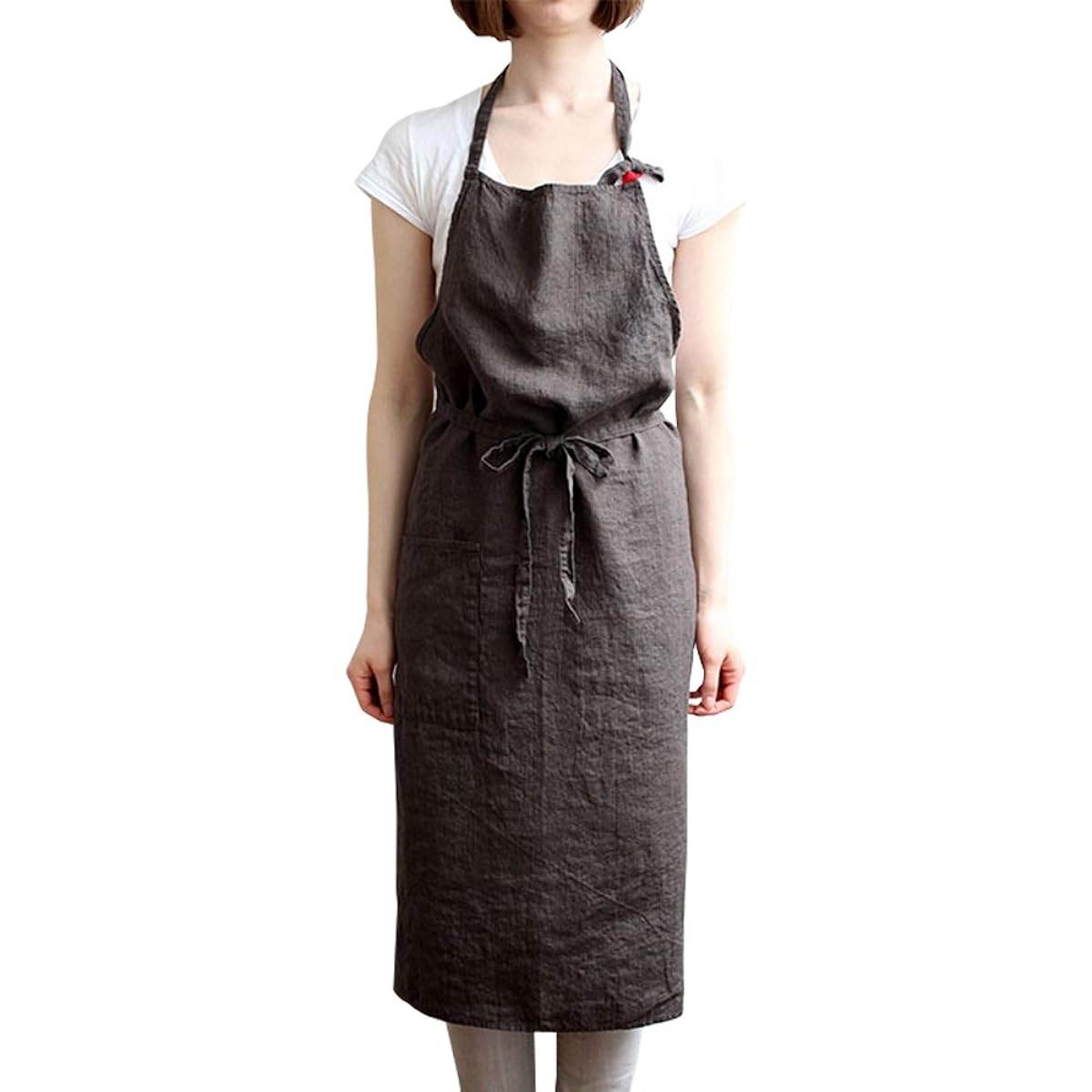 [Lino e Lina] Linen full apron Manon (Cacao) A651