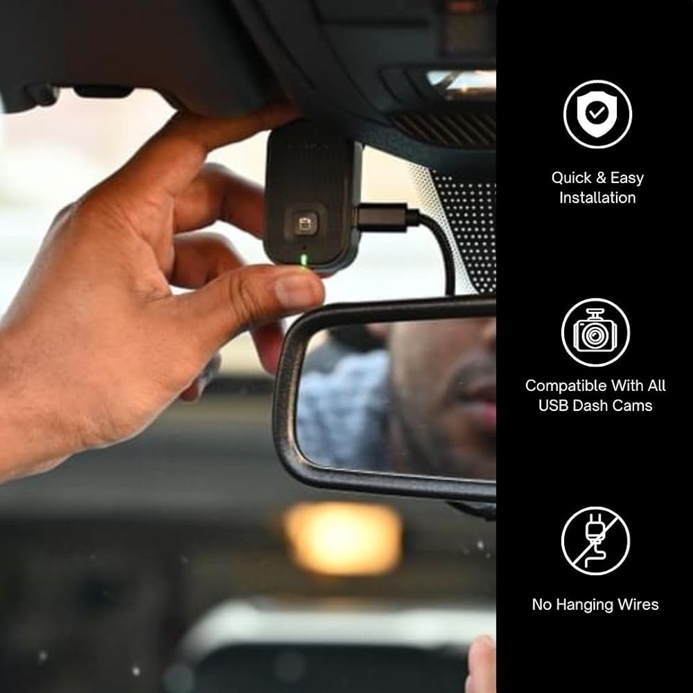 DONGAR Drive Recorder Power Adapter (16 Pin Select Bronco F150 for Ford vehicles, etc.) USB Power Source Back Mirror Connection Easy Mounting