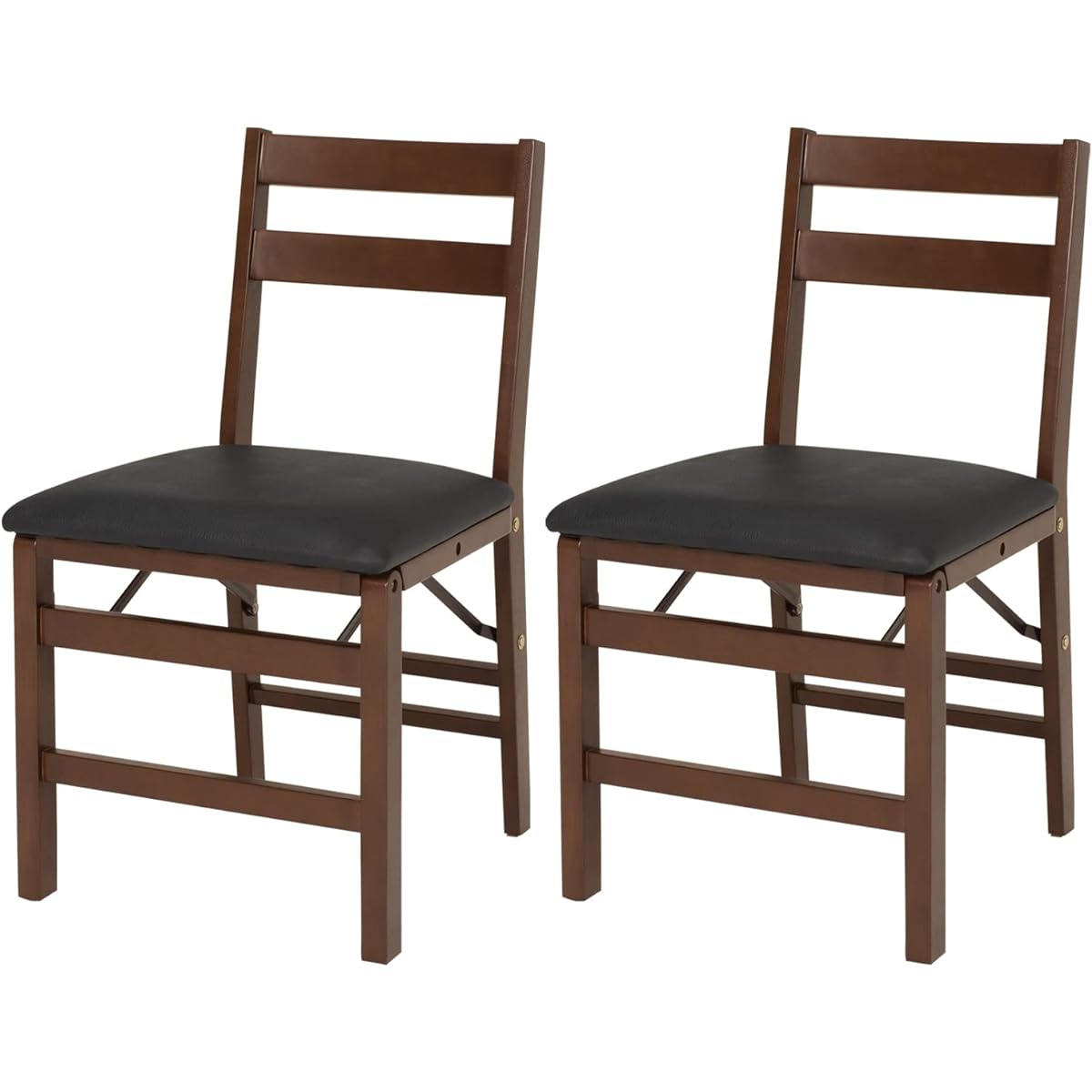 Hagiwara Folding Dining Chair Set, 2 Legs, Completed Product, Dining Chair, Compact, Slim, Modern, Auxiliary Chair, Width 42 x Depth 48 x Height 76, Seat Height 43.5, Dark Brown x Black VC-7598DBPB