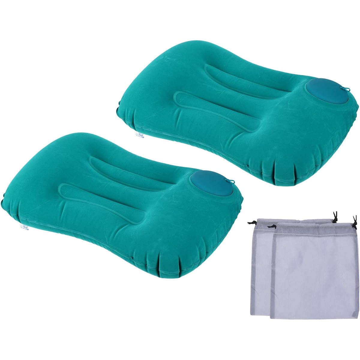 PATIKIL Camping Pillow 2 Pack Portable Camping Beach Pillow Ultralight Inflatable Travel Airplane Pillow Neck Lumbar Support for Hiking Backpacking Sea Green