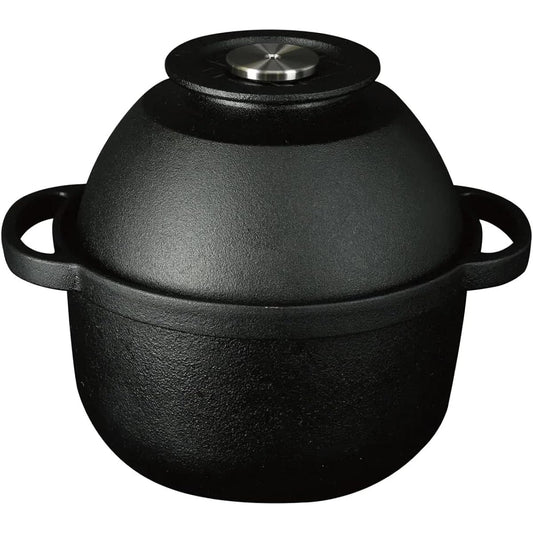 Zebrang Outdoor Camping ZB-RO-B Rice Oven, Cast Iron Rice Cooker, No need to adjust the heat, Open flame, IH compatible, 1 to 2 servings, Made in Japan, Whistle notifies you when the rice is cooked, Gas, Two-handed pot, Rice cooker