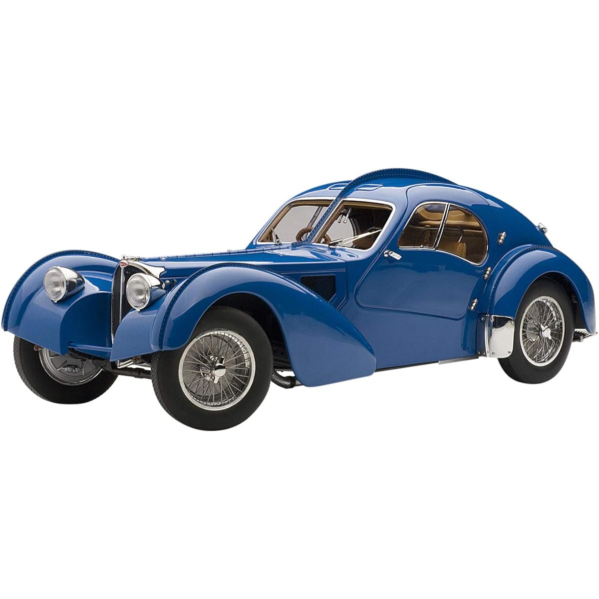 AUTOart 1/18 Bugatti Type 57SC Atlantic 1938 Blue/Wire Spoke Wheel Finished Product