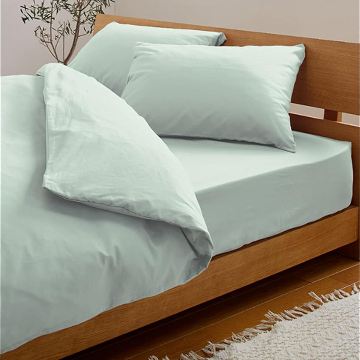 Seafield Made in Japan 100% Cotton Duvet Cover 3 Piece Set Fitted Sheet Western Style Single Clay Green SB-504-N