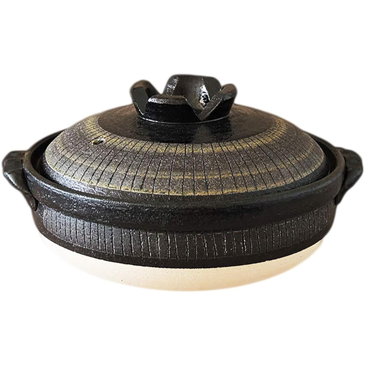 Mino Sarara Heat-resistant black jukusa deep clay pot for open flame use, size 10, for 5 to 6 people, made in Japan, Banko ware