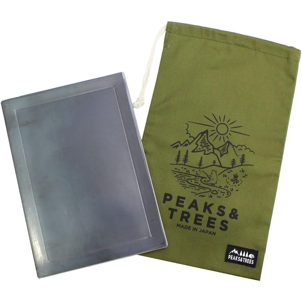 PEAKS&TREES Extra Thick Iron Plate 6mm Mini No Hole Cotton Storage Case Included Black Leather Iron Plate A5 Size Small Camping Outdoor Cooker Barbecue Grill Solo Cookware Made in Japan Rectangle Peaks & Trees