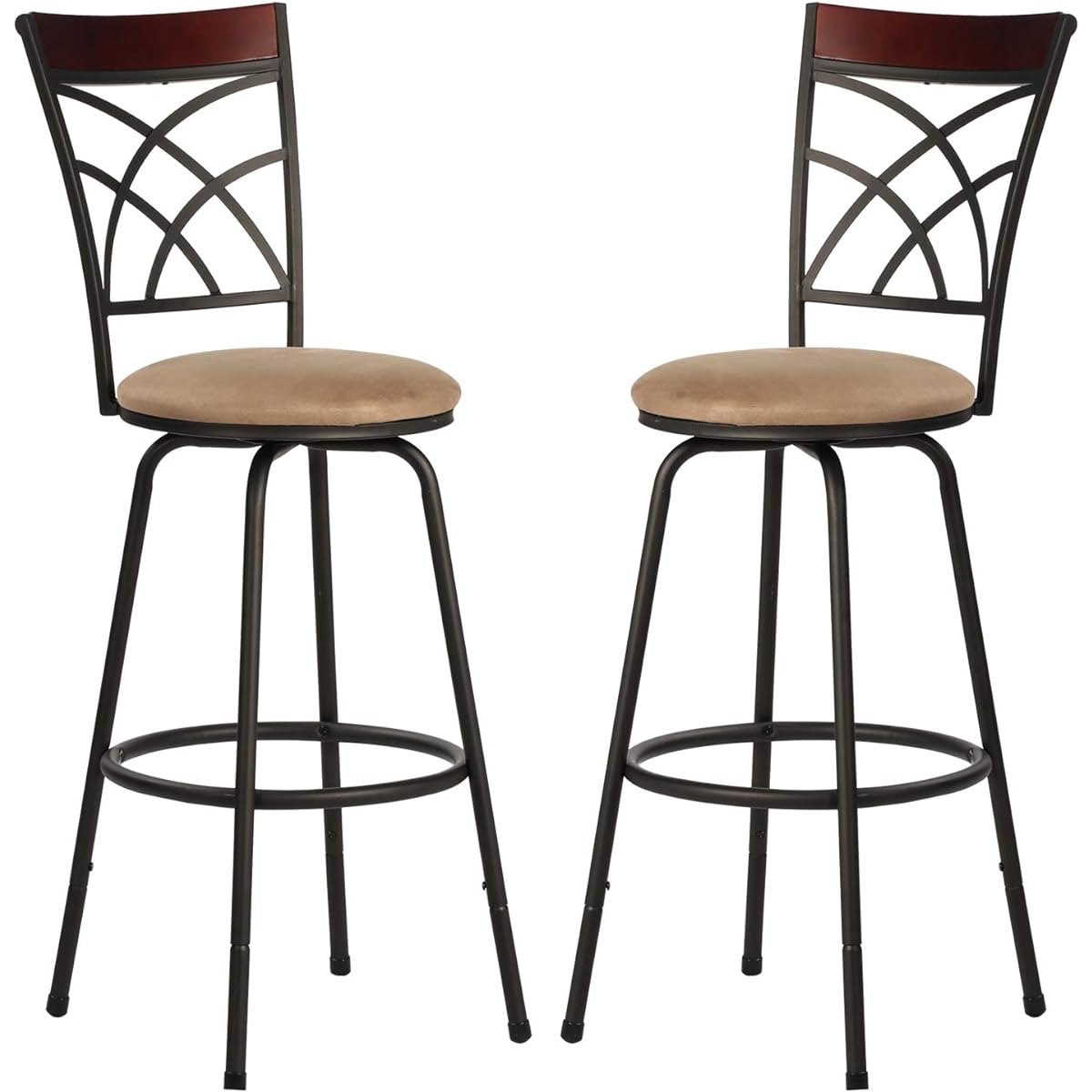 VECELO Counter Chair Bar Chair [Set of 2] High Chair with Footrest Back Archwire Steel Frame 360° Swivel Seat Height Adjustable Bar Kitchen Compact Lightweight Stylish Bar Counter [Regular Japanese Import]