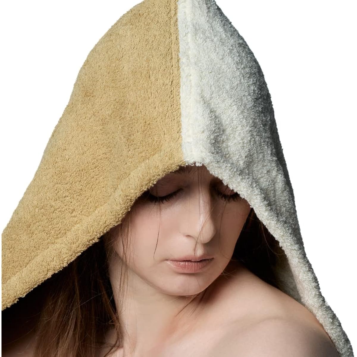 Sauna Hat Large Imabari Towel SYMBOL Sauna Hat Men's Women's Imabari Towel Covers Face Deep Matte Large Size Face Washable Cotton Made in Japan (Beige x Brown)