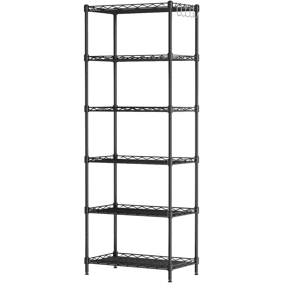 KANTI Steel Rack Storage Shelf Rack Metal Steel Shelf Kitchen Storage Wire Rack 55 x 30 x 160 cm Black Modern