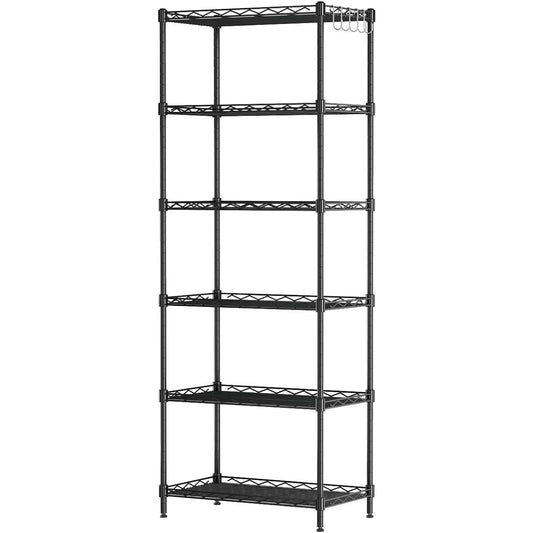 KANTI Steel Rack Storage Shelf Rack Metal Steel Shelf Kitchen Storage Wire Rack 55 x 30 x 160 cm Black Modern