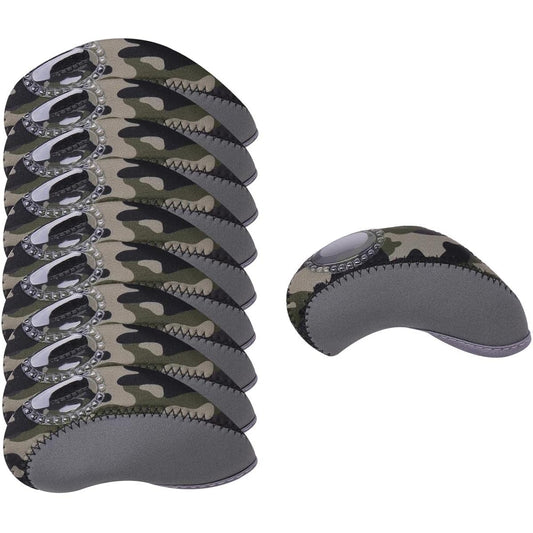 Golf iron head cover with window, set of 10, camouflage