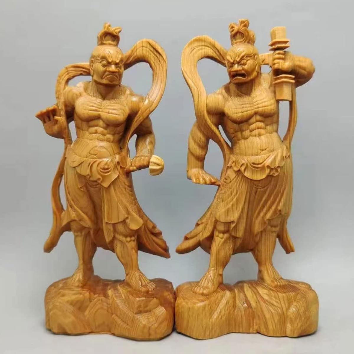 Buddha statue, wood carving, Kongo Rikishi statue, pair, natural, Kashiwagi Nio statue, Goho Zenjin, height 12cm
