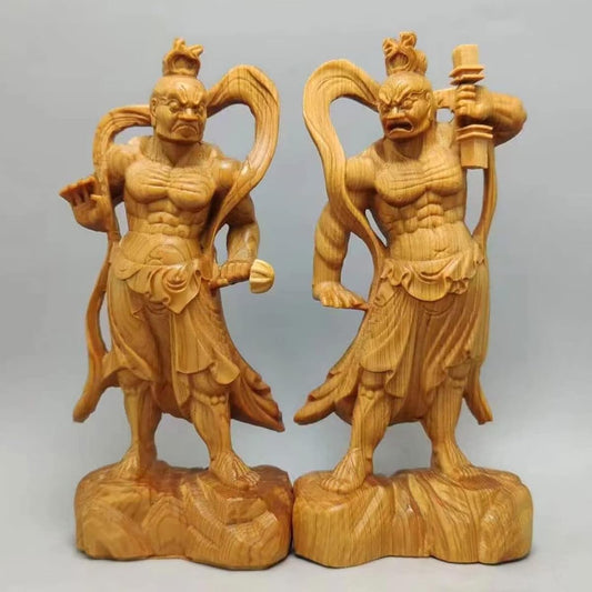 Buddha statue, wood carving, Kongo Rikishi statue, pair, natural, Kashiwagi Nio statue, Goho Zenjin, height 12cm