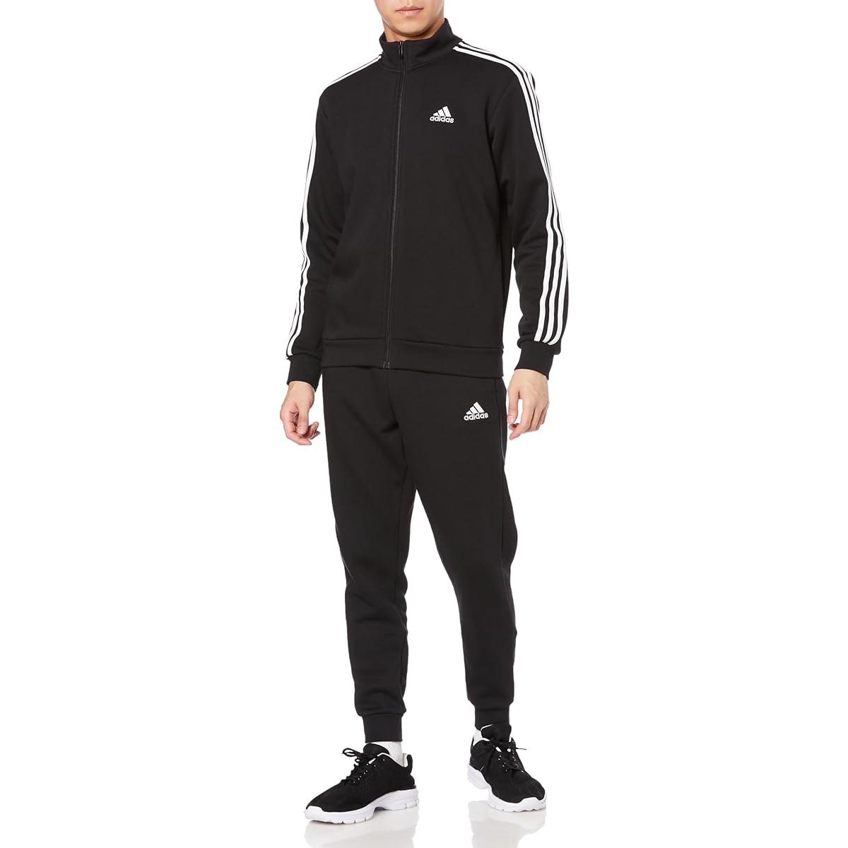Adidas Jersey Top and Bottom Set Basic 3 Stripes Fleece Tracksuit DTU71 Men's