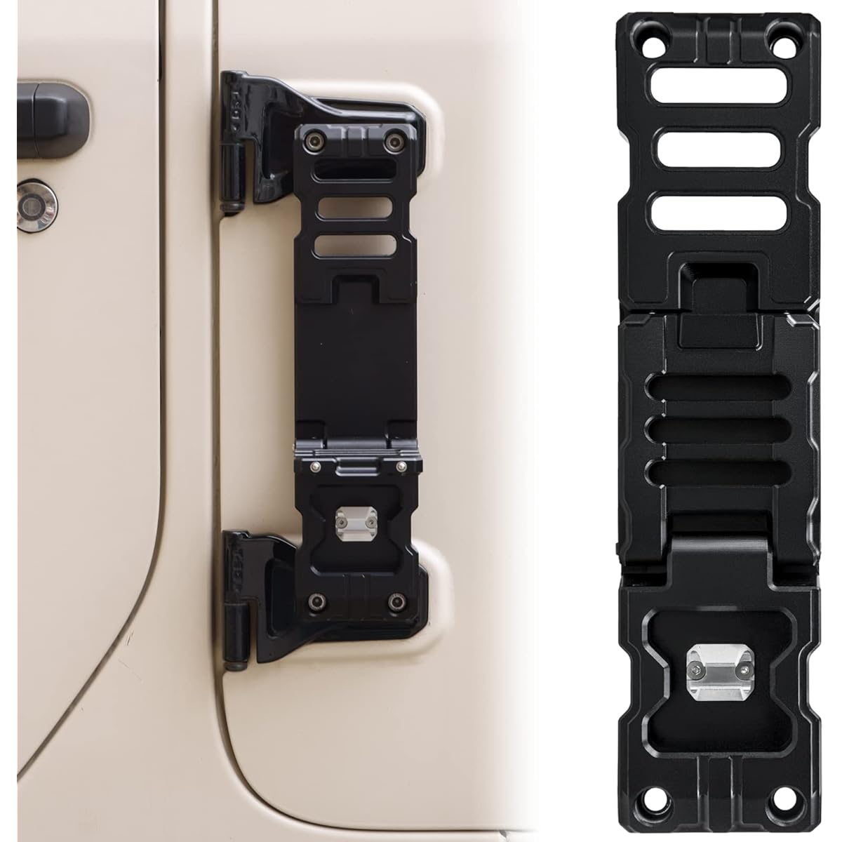 KANGIKX Door Hind Foot Step JEEP WRANGLER 2007-2023 JK JK JL JLU & GLADIATOR JT Aluminum Allenting Folding Foot Pedal Roof Top Access 1 Black 1 piece (2021 Gladiator is not suitable)