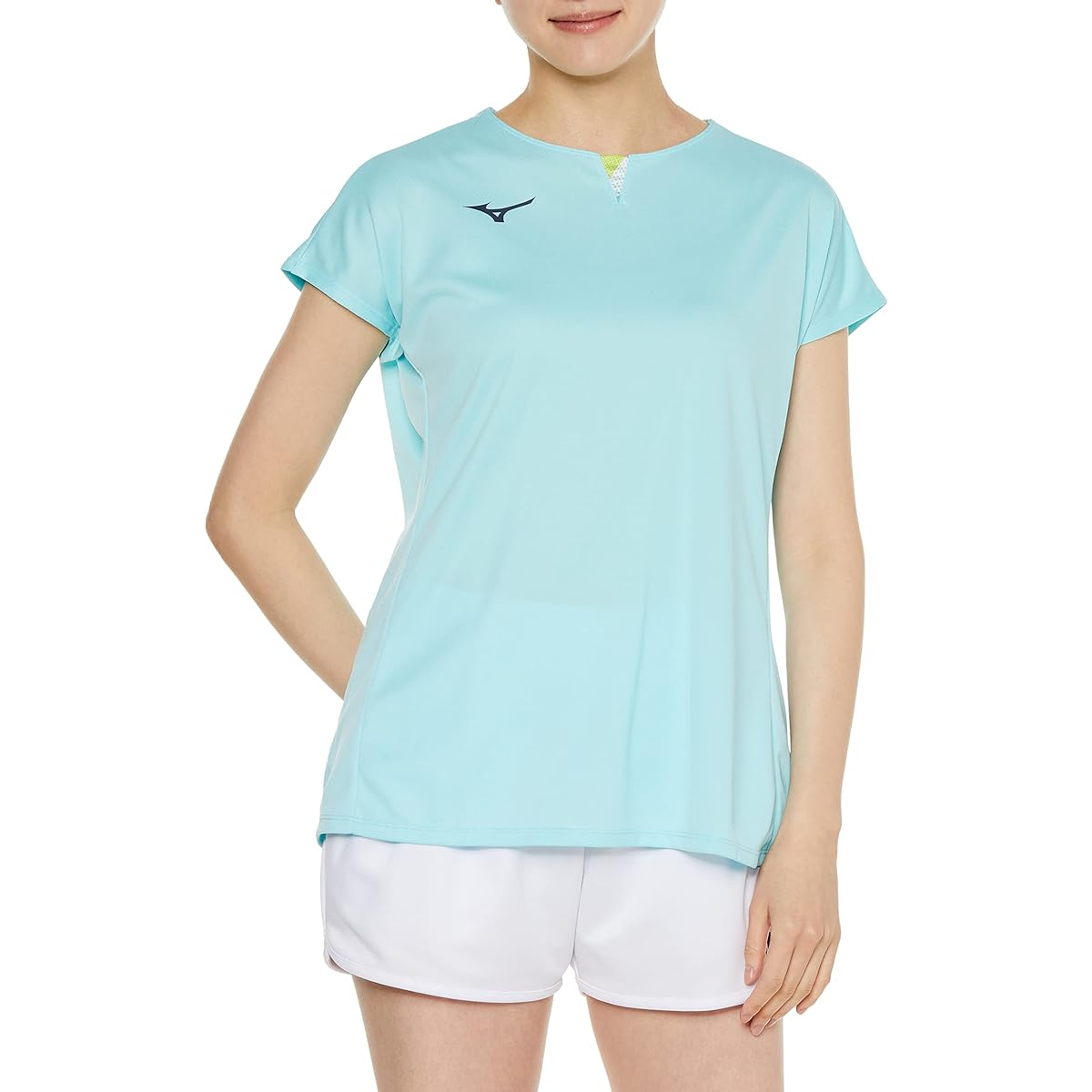 Mizuno 72MAA204 Women's Badminton Wear Game Shirt, Short Sleeve, Sweat Absorbent, Quick Drying