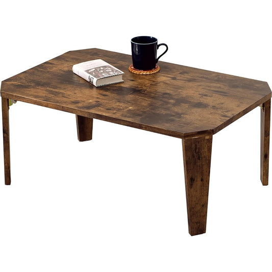 Hagihara Low Table Center Table Desk [Stylish Woodgrain Top] Folding Finished Product Lightweight Vintage Living Room Sofa Table Width 75 x Depth 50 x Height 32 Brown MT-6860BR