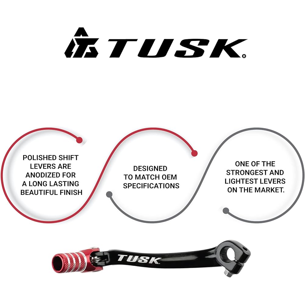 TUSK Folding Shift Lever Black/Red Chip -Compatible model: Honda CRF125F 2014-2019