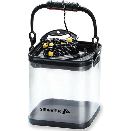 Fishing bucket, transparent, 3-piece set to choose from [fish can be seen at a glance] Fishing equipment, water pump, folding pliers, fish grip, 20cm 24cm SEAVER