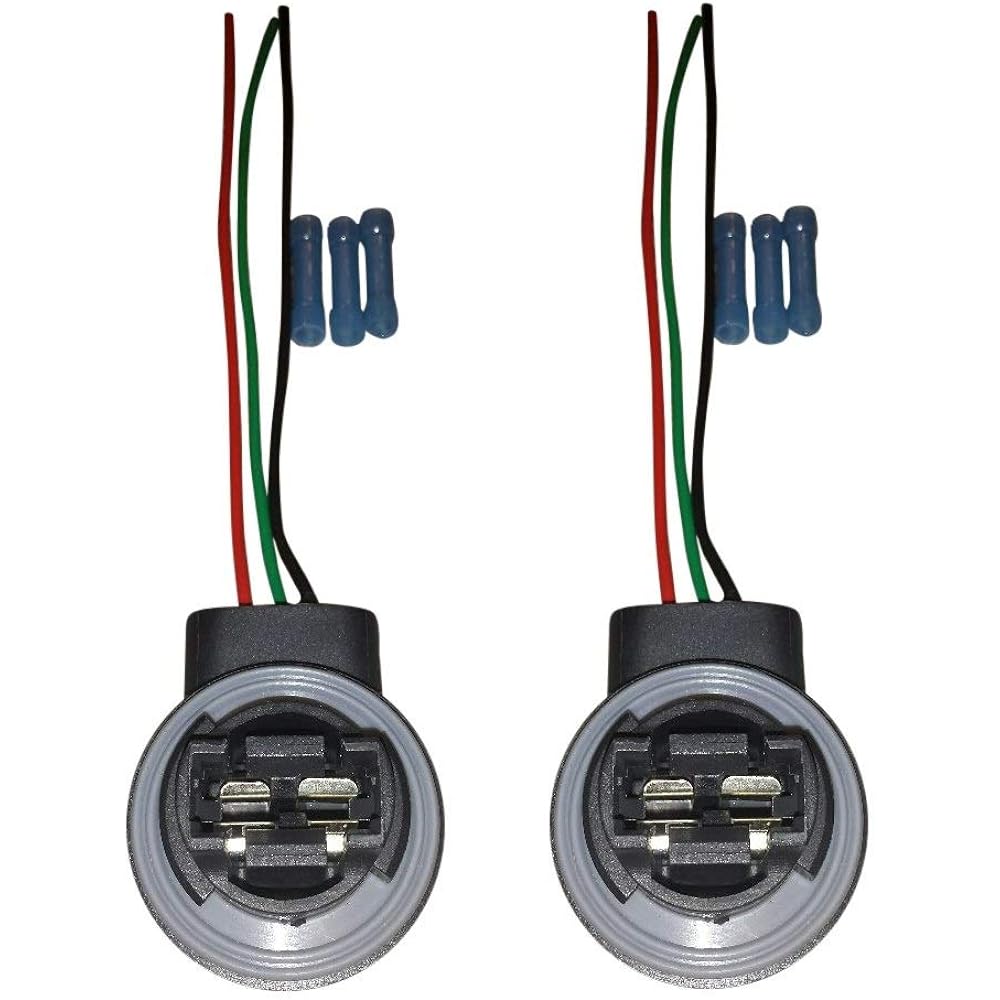 (Set of 2) Muzzys 3157/4157 Wire Harness Pigtail Socket for LED and Standard Bulbs Turn Signal Brake Light DRL Daytime Running Light Backup Reverse Light