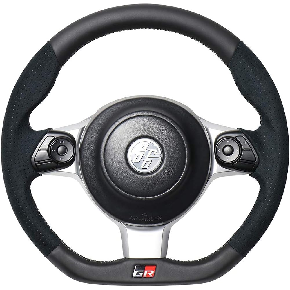 REAL Steering [Toyota 86 (Late ZN6)/Subaru BRZ (Late ZC6)/GRMN/GR/GR Sports] Black Leather & Black Ultra Suede (Silver x Black Euro Stitch) GRM-ALC-SL