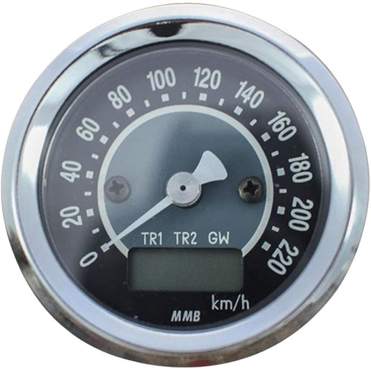 MMB TARGET 48mm electric speedometer total mileage TRIP1 TRIP2 3-stage switching white lighting Harley (Chrome)